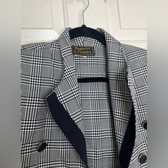 Vintage Positive Influence Cropped houndstooth Blazer Jacket Double Breasted - Picture 5 of 11